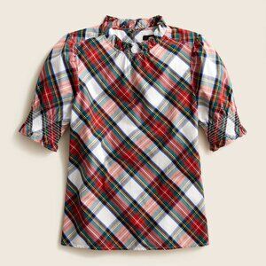 J Crew Puff-sleeve top in Snowy Stewart tartan